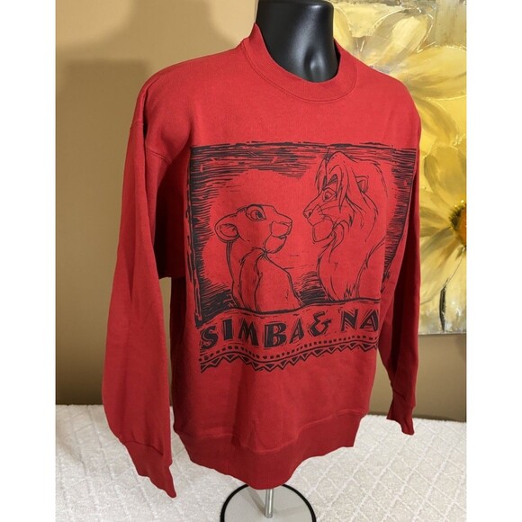 Vintage 90s The Lion King USA Made Simba, Lala Graphic Red Sweatshirt Men’s L - Picture 9 of 16